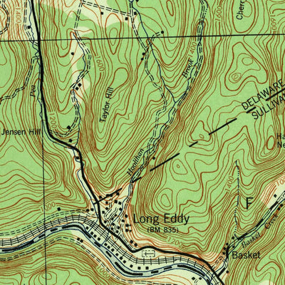 United States Geological Survey Long Eddy, NY-PA (1944, 62500-Scale) digital map