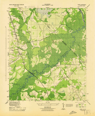 United States Geological Survey Longs, SC-NC (1944, 31680-Scale) digital map