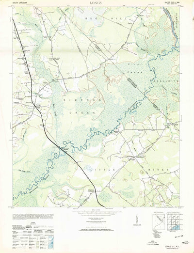 United States Geological Survey Longs, SC-NC (1953, 24000-Scale) digital map
