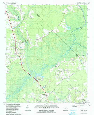United States Geological Survey Longs, SC-NC (1990, 24000-Scale) digital map