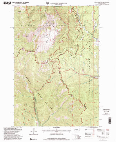 United States Geological Survey Lost Trail Pass, MT-ID (1997, 24000-Scale) digital map