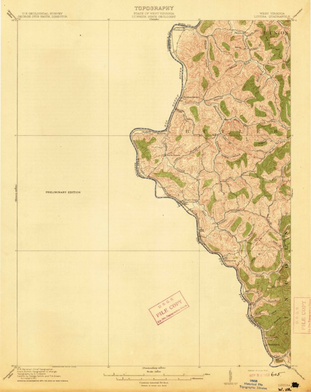 Louisa, KYWV (1913, 62500Scale) Map by United States Geological Survey Avenza Maps