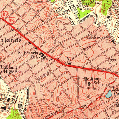 United States Geological Survey Louisville East, KY (1955, 24000-Scale) digital map