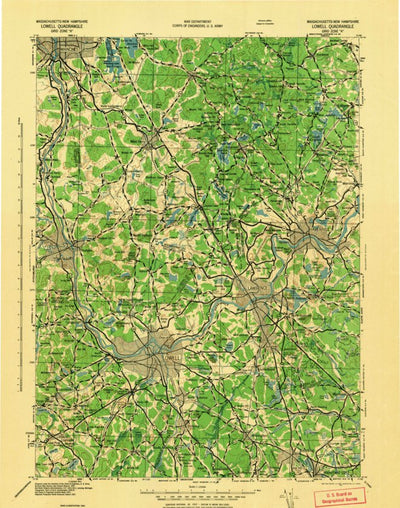 United States Geological Survey Lowell, MA-NH (1943, 125000-Scale) digital map