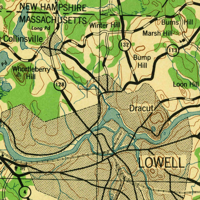 United States Geological Survey Lowell, MA-NH (1943, 125000-Scale) digital map