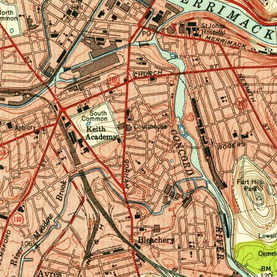 United States Geological Survey Lowell, MA-NH (1950, 31680-Scale) digital map