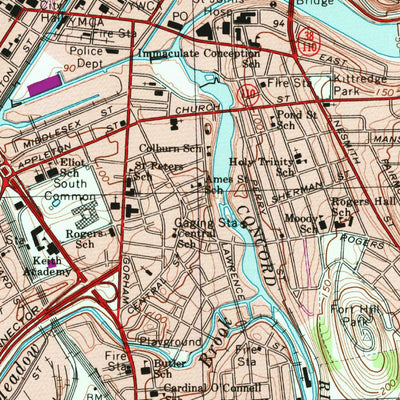 United States Geological Survey Lowell, MA-NH (1966, 25000-Scale) digital map