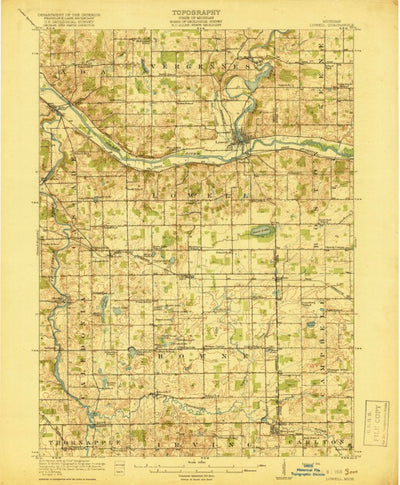 United States Geological Survey Lowell, MI (1918, 62500-Scale) digital map