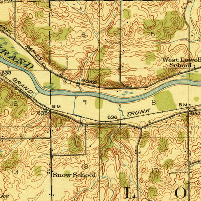 United States Geological Survey Lowell, MI (1918, 62500-Scale) digital map