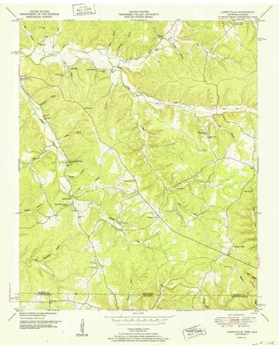 United States Geological Survey Lowryville, TN-AL (1952, 24000-Scale) digital map