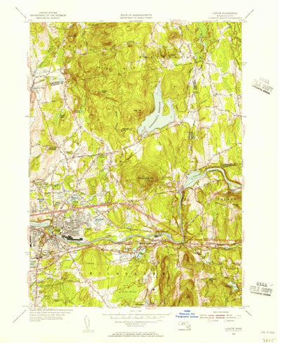 United States Geological Survey Ludlow, MA (1954, 31680-Scale) digital map