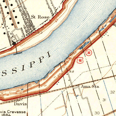 United States Geological Survey Luling, LA (1938, 31680-Scale) digital map