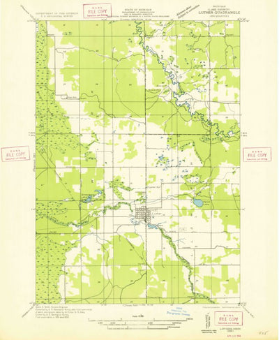 United States Geological Survey Luther, MI (1933, 31680-Scale) digital map