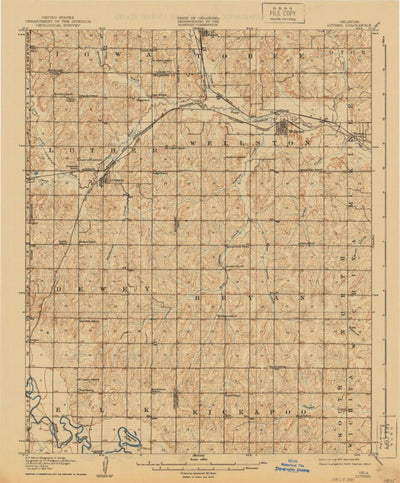 United States Geological Survey Luther, OK (1909, 62500-Scale) digital map