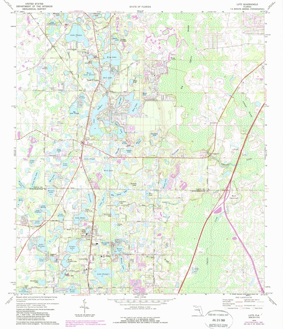 Lutz, FL (1974, 24000-Scale) Map by United States Geological Survey ...