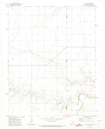 United States Geological Survey Lycan SE, CO-KS (1971, 24000-Scale) digital map