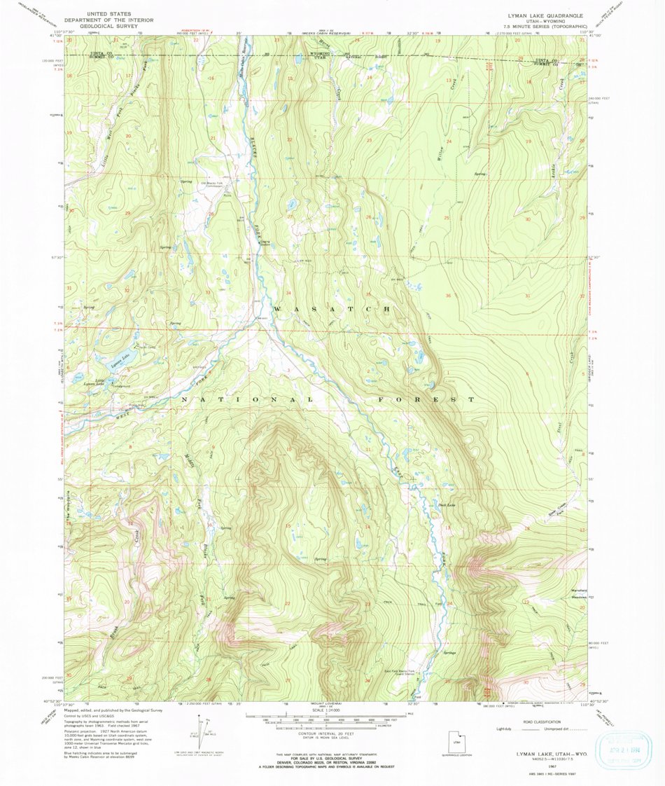 Lyman, UT (1967, 24000Scale) Map by United States Geological Survey