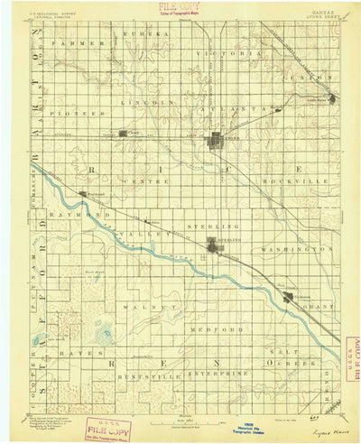 United States Geological Survey Lyons, KS (1894, 125000-Scale) digital map