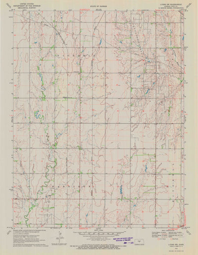 United States Geological Survey Lyons NW, KS (1970, 24000-Scale) digital map