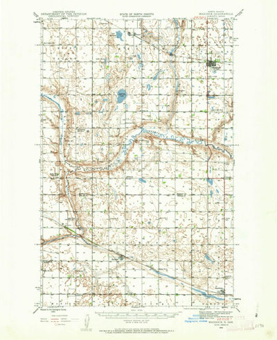 United States Geological Survey Maddock, ND (1943, 62500-Scale) digital map