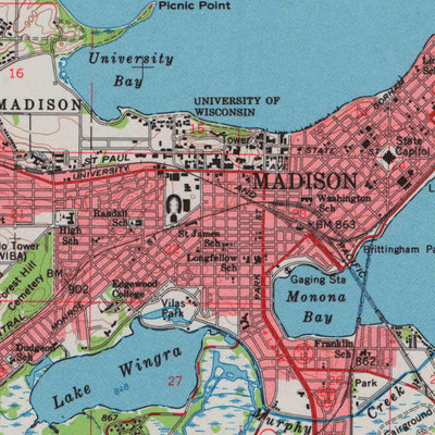 Madison World Map Madison, WI (1959, 62500-Scale) Map by United States Geological Survey ...
