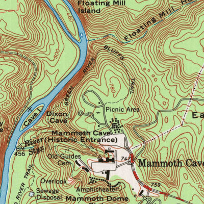 United States Geological Survey Mammoth Cave, KY (1965, 24000-Scale) digital map