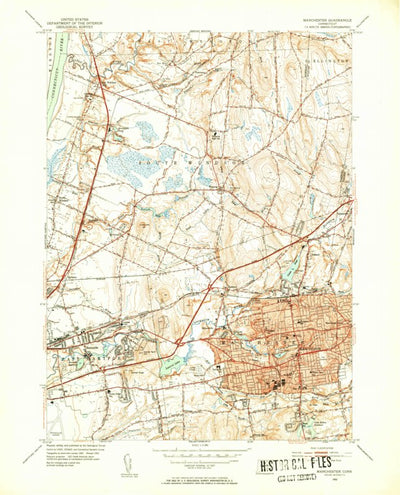 United States Geological Survey Manchester, CT (1952, 31680-Scale) digital map