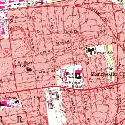 United States Geological Survey Manchester, CT (1963, 24000-Scale) digital map