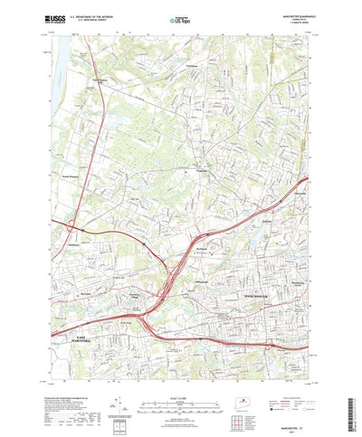 United States Geological Survey Manchester, CT (2021, 24000-Scale) digital map