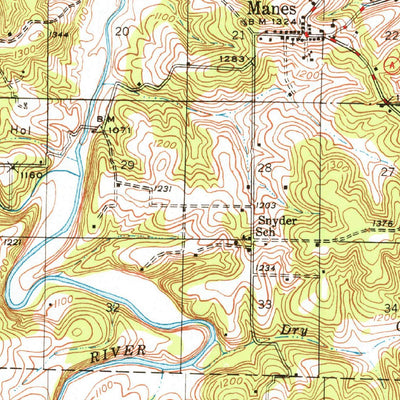 United States Geological Survey Manes, MO (1941, 62500-Scale) digital map