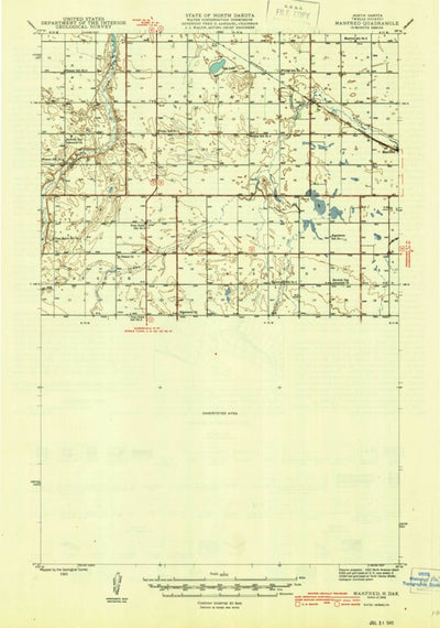 United States Geological Survey Manfred, ND (1945, 62500-Scale) digital map