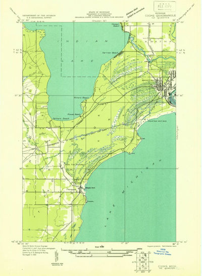 United States Geological Survey Manistique West, MI (1931, 31680-Scale) digital map