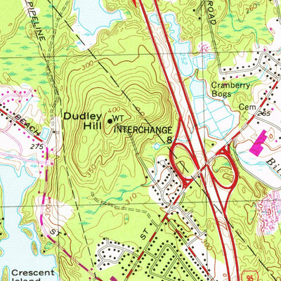 United States Geological Survey Mansfield, MA (1964, 25000-Scale) digital map