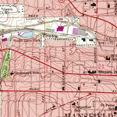 United States Geological Survey Mansfield North, OH (1960, 24000-Scale) digital map