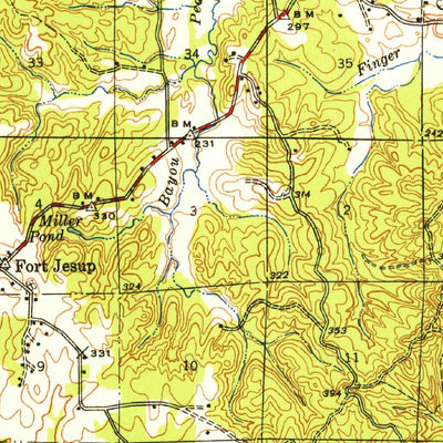 United States Geological Survey Many, LA (1942, 62500-Scale) digital map