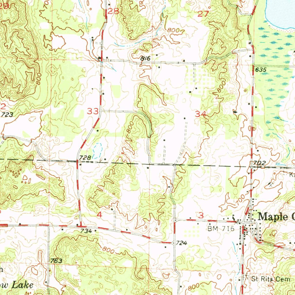 Maple City, MI (1957, 62500-Scale) Map by United States Geological