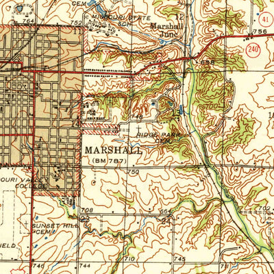 United States Geological Survey Marshall, MO (1944, 62500-Scale) digital map