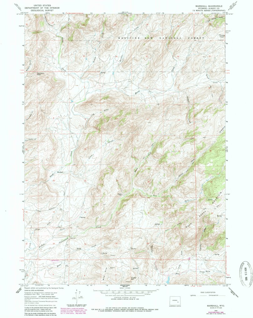 Marshall, WY (1964, 24000-Scale) Map by United States Geological Survey ...