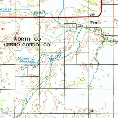 United States Geological Survey Mason City, IA-MN (1985, 100000-Scale) digital map