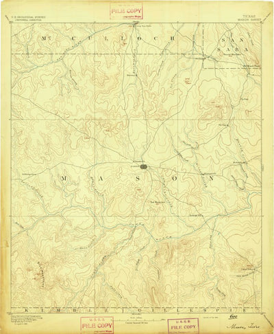 United States Geological Survey Mason, TX (1894, 125000-Scale) digital map