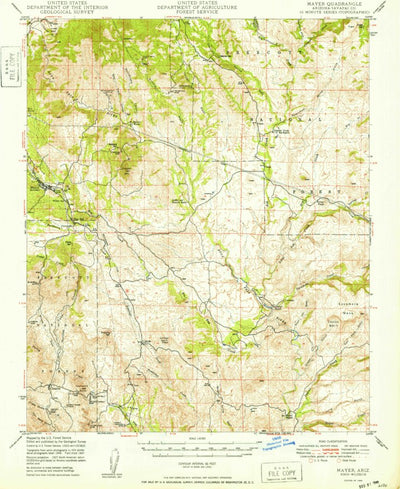 United States Geological Survey Mayer, AZ (1949, 62500-Scale) digital map