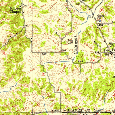 United States Geological Survey Mayfield, KY-TN (1952, 62500-Scale) digital map