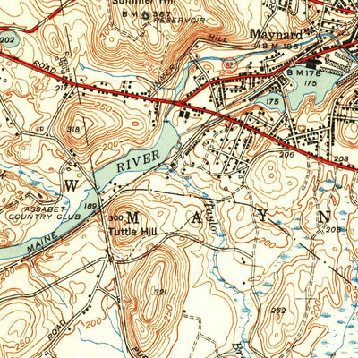United States Geological Survey Maynard, MA (1950, 31680-Scale) digital map