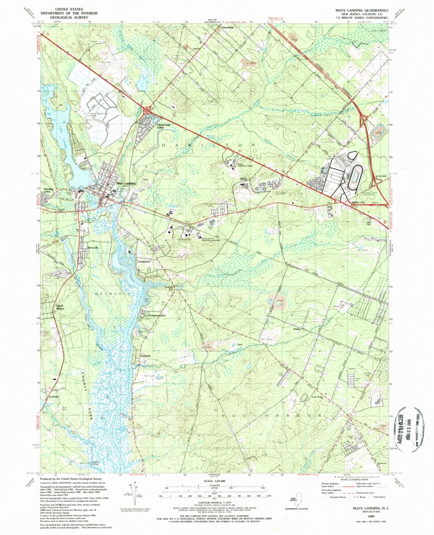 Mays Landing, NJ (1989, 24000-Scale) Map by United States