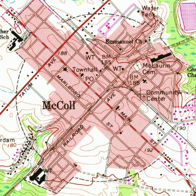 United States Geological Survey Mccoll, SC-NC (1972, 24000-Scale) digital map