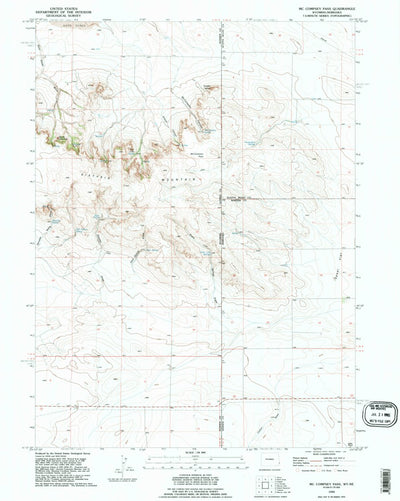 United States Geological Survey Mccompsey Pass, WY-NE (1990, 24000-Scale) digital map