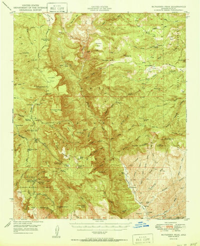 United States Geological Survey Mcfadden Peak, AZ (1950, 62500-Scale) digital map