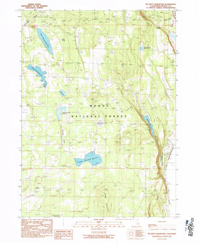 United States Geological Survey Mcginty Reservoir, CA (1990, 24000-Scale) digital map