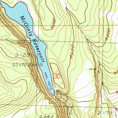 United States Geological Survey Mcginty Reservoir, CA (1990, 24000-Scale) digital map