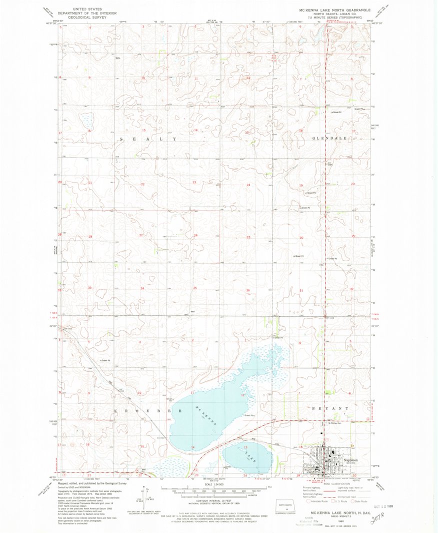 Mckenna Lake North, ND (1980, 24000-Scale) Map by United States ...